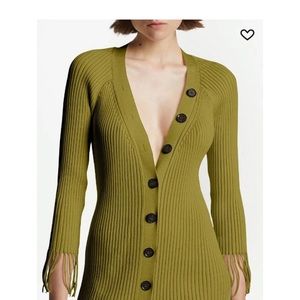 Brand New Proenza Schouler Rib Knit Button Dress / Large/ khaki green